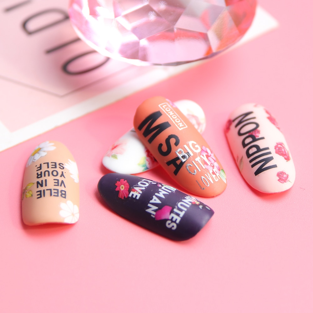 1pc holle letters nail art stickers 3d zwart wit zilveren zelfklevende decal nagel wrap decoratie tips stijl accessoires lacb 122-124