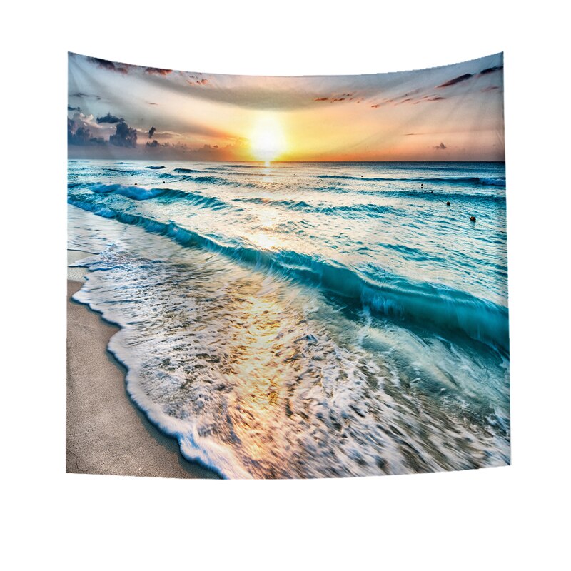 Faroot Sandy beach tapestry 95x73 cm (brushed) Hanging Cartoon Sea Waves Art Wall Hippie Tapestry Home Decor Yoga Beach Towel