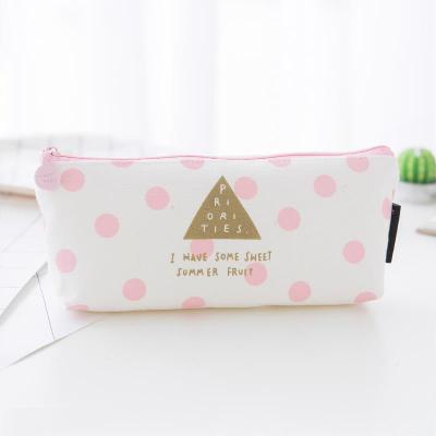 1 kpl/myy ytimekäs kawaii penaali söpö vaaleanpunainen vino raitakuvio koulutarvikkeet paperitavarat kynärasia penaalipussi: N