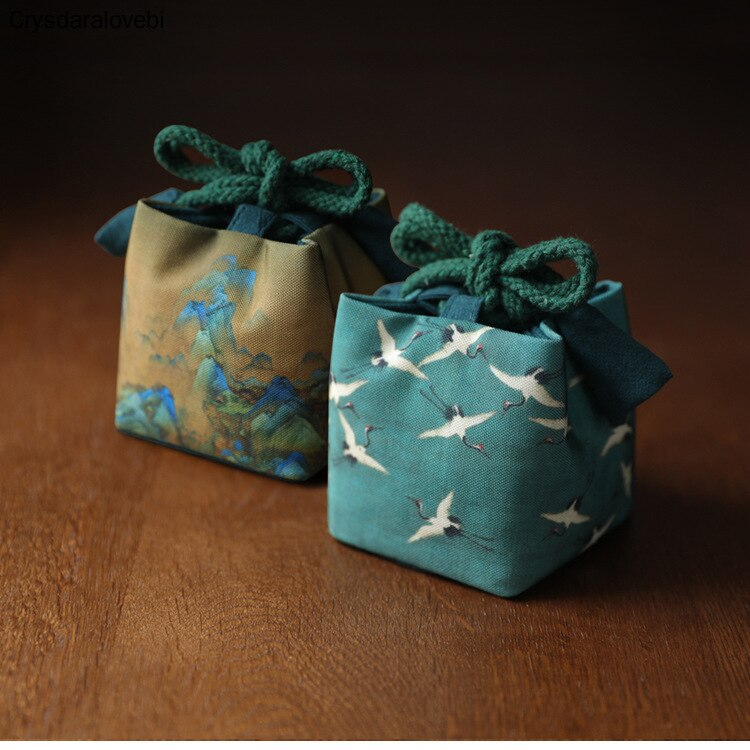 Ancient Painting Teaware Storage Bag Outdoor Travel Tea Set Tea Cozies Silk Teapot Teacup Cloth Bag Nuts Package
