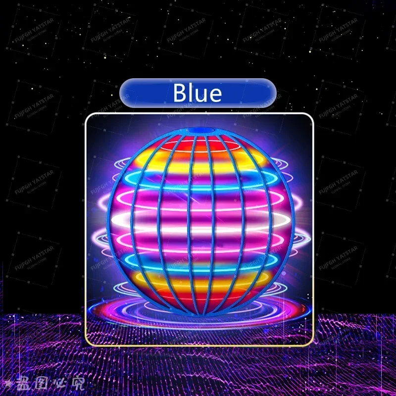 Globo cosmico LED a colori controllato a mano per bambini Flying Ball 360 ° Sfera di sospensione rotante adatta per giocattoli da interni ed esterni: Blu