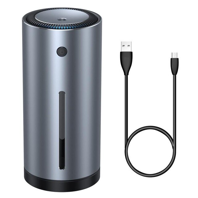 Humidificador de aire para coche, purificador de aire con USB, 300ml, nano pulverizador silencioso, herramienta de para el cuidado del aire: Gris