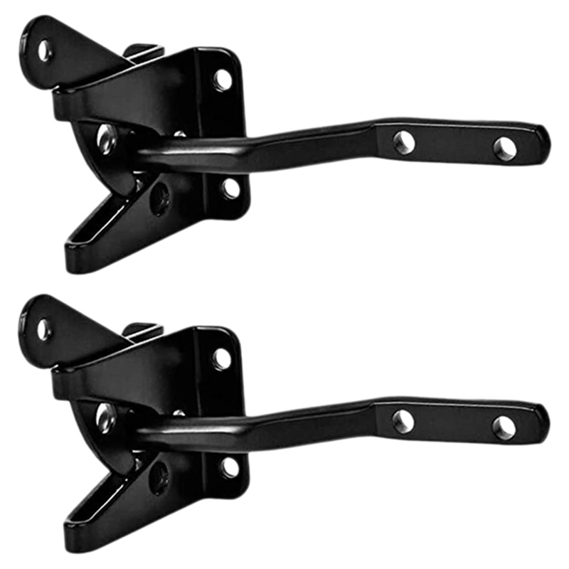 2Pcs Self Locking Gate Latch Automatic Gravity Lever Fence Gate Lock for Wood Fence Gate Door Latches Steel Black: Default Title