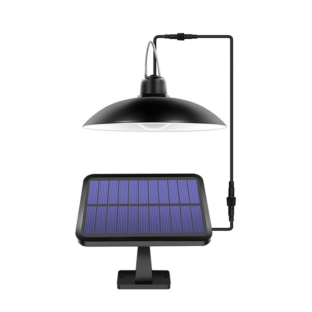 Solar Pendant Light Outdoor Indoor Hanging Solar Powered Shed Lights Waterproof Decoration Lamp For Barn Farm Garden Yard Patio: single head black / Warm White