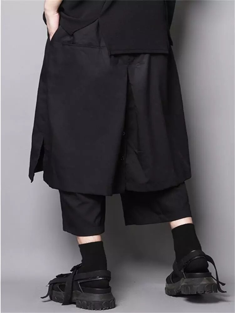 Oryginalny projekt japońnarty ciemny czarny Yamamoto fryzjer popędzający luźne luźne spodnie na co dzień dziewięciopunktowe spodnie spódnica spodnie męskie tre