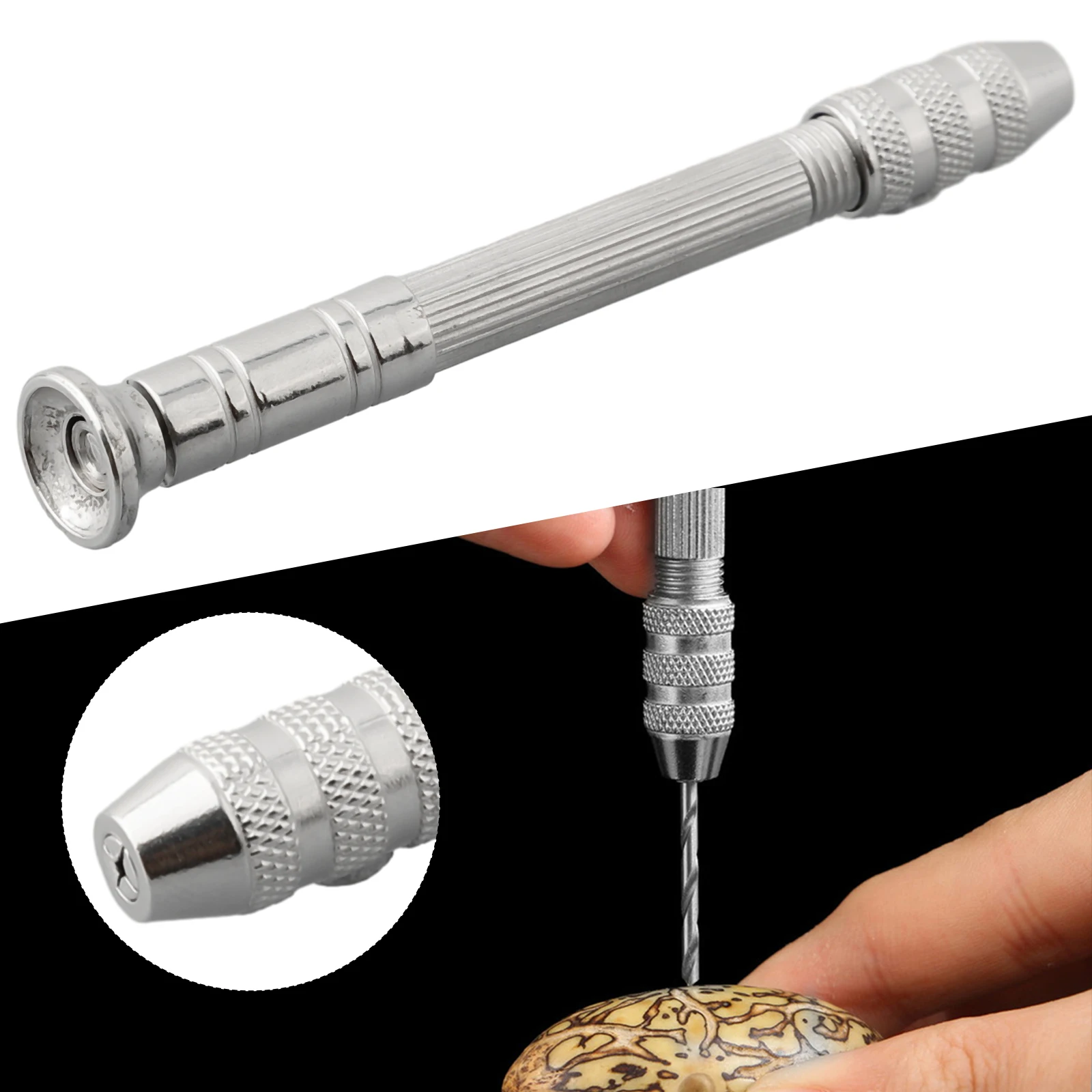 Mini taladro Manual semiautomático, mandril de empuje Manual de aleación de aluminio, brocas de 0,3-3,2mm, herramientas de perforación Manual