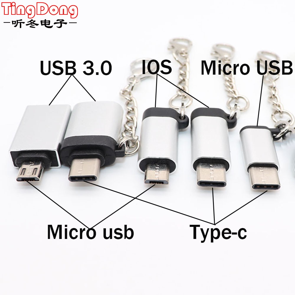 Tingdong Voor Type-C Micro Usb Adapter Naar Ios/USB3.0 Voor Iphone & Android Charger Type-C /Micro Usb Converter