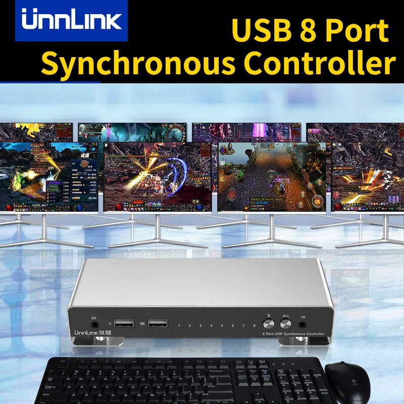 Unnlink-controlador síncrono de 8 puertos USB KMV, 1 Juego de Control de teclado y ratón, 8 piezas/ordenador/portátil/MESA PARA estación de trabajo