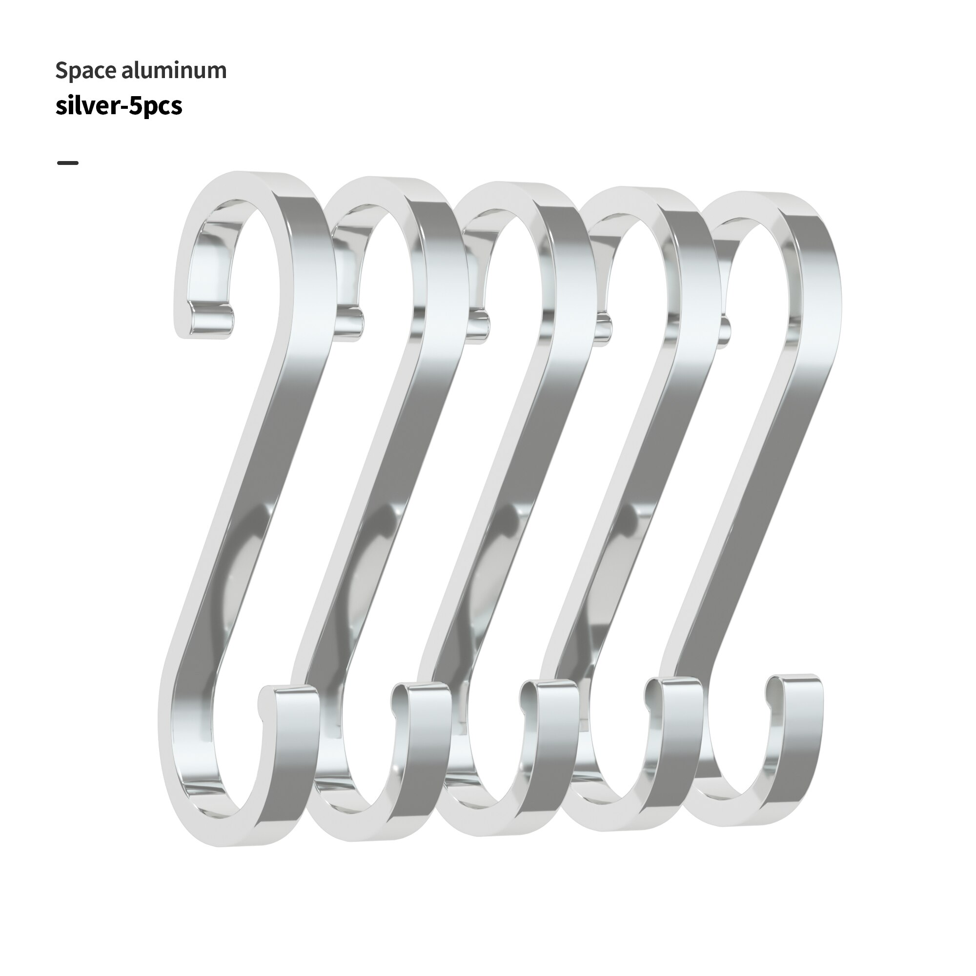 1/5/10Pcs S en Forme De Crochet En Aluminium D'espace Crochets De Stockage En Métal Crochet Fermoir Porte-Crochets Suspendus Rangement Outils: 5pcsSilver