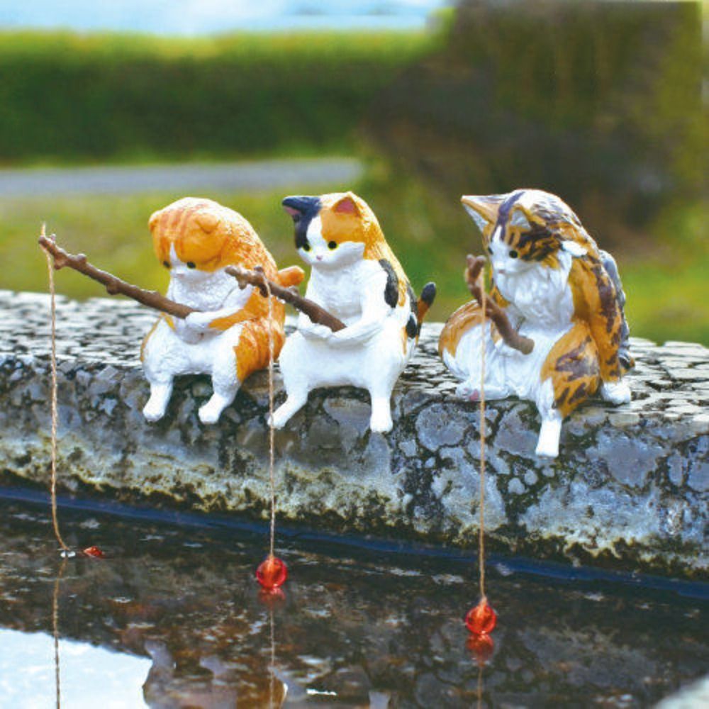 Easy Use Micro-landscape Aquarium Tanks Decor Kitten Fishing Ornament Miniature Figurines Fish Tank Ornaments Cat Statue