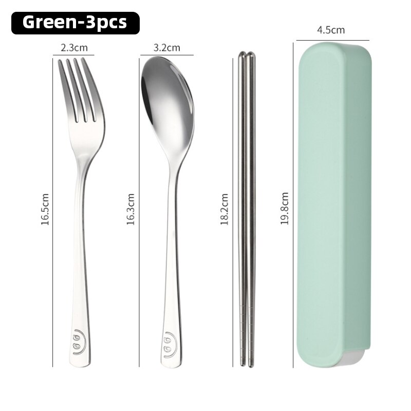 Portable Travel Cutlery Set With Case Stainless Steel Spoon Fork Chopsticks Tableware