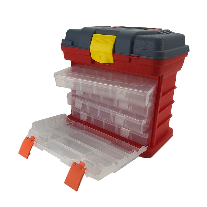 Toolbox Portable Plastic Outdoor 4 Layer Fishing Tackle Tool Storage Box Case Accessory Tool Box with Handle Outdoor Organizer