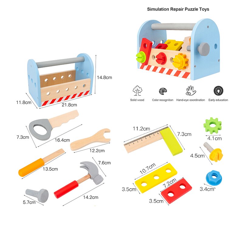 Elektronische Mini Gesimuleerde Kits Speelgoed Houten Reparatie Simulatie Toolsbox Set Diy Vroege Onderwijs Fun Speelgoed Voor Jongen Puzzel