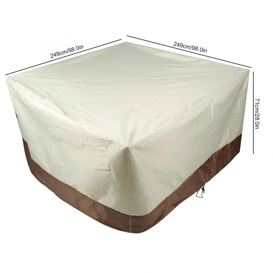 Puutarhakalusteet kangas puutarha neliö pöytä tuoli setti kansi 210d oxford kangas huonekalut vedenpitävä kansi beige kahvi: 138 x 138 x 71cm