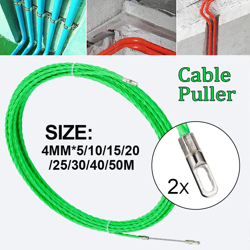 Extractor de Cable de 4mm, 5/10/15/20/25/30/40/50M, conducto de fibra de vidrio, cinta de pescar, Cable eléctrico, guía, dispositivo, herramienta de ayuda