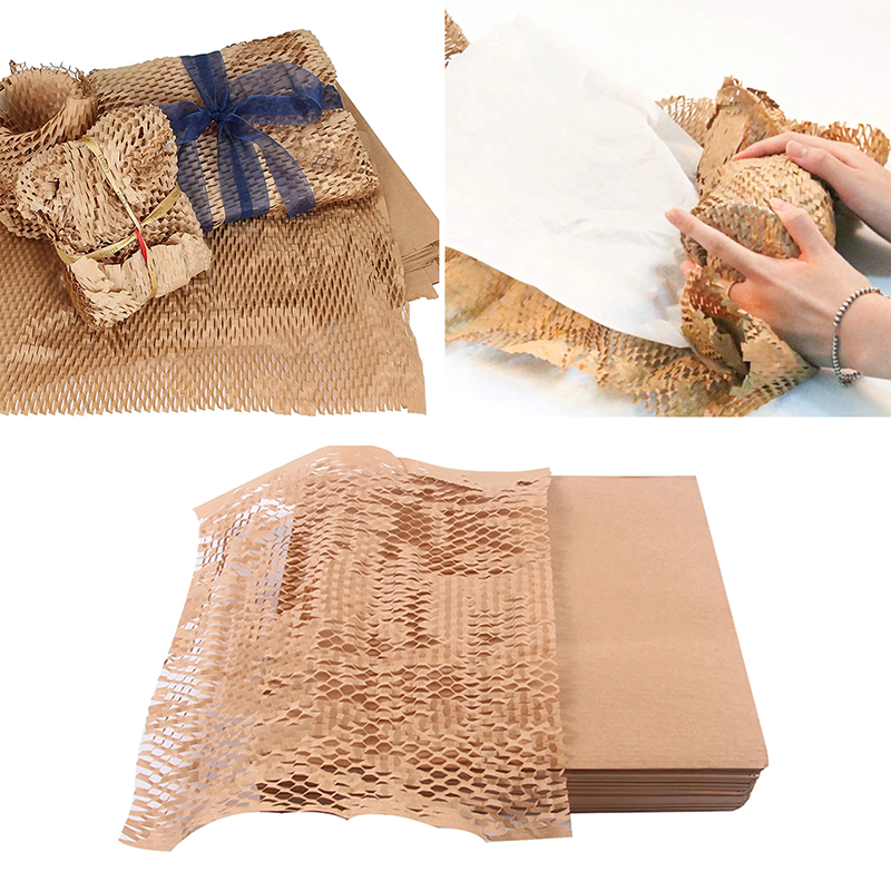 10 sheets Kraft Wrapping Paper Honeycomb Cushioning Wrap Packing Material For Packaging Florist Supplies
