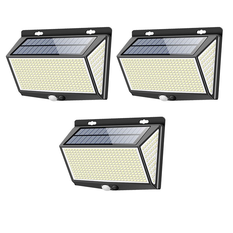 LITOM-Luz LED Solar para exteriores, luz resistente al agua IP65, con Sensor de movimiento PIR, gran angular de 468 °, tres modos de luz, para jardín, 270: 3 Packs