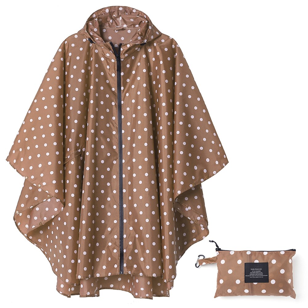 Hupullinen sadetakki poncho vedenpitävä aikuisille miehille naisille taskuilla: Kahvia