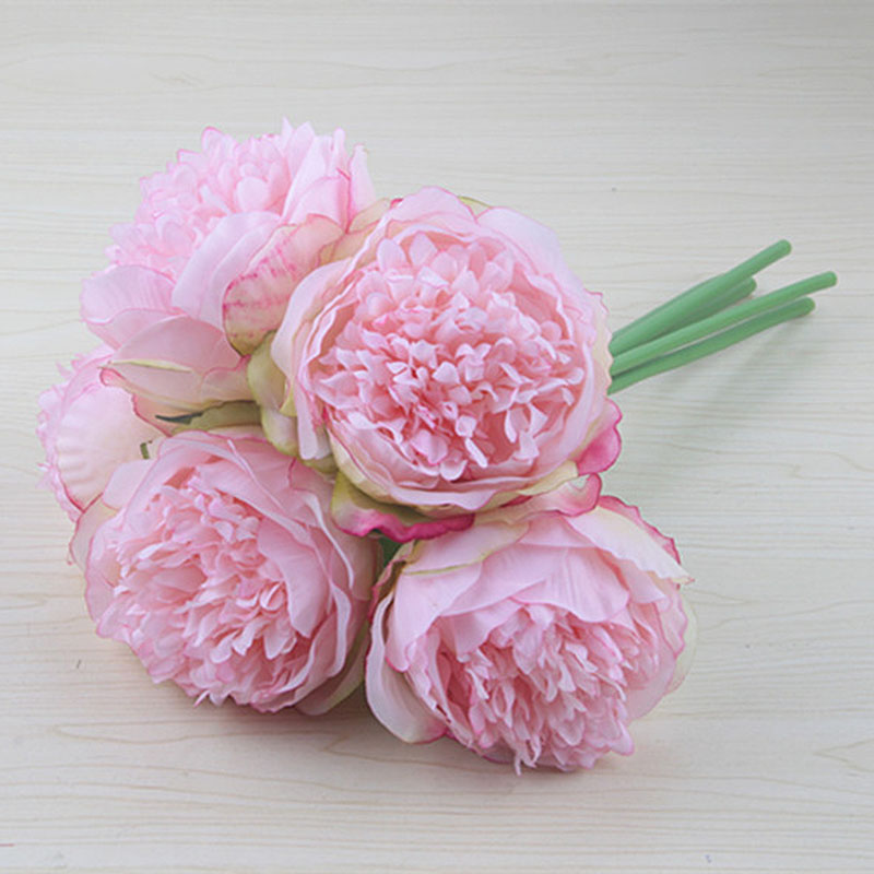 YO CHO Mode Bruid Hand Bloemen Mooie Pioen Bruidsboeketten Kunstmatige Rose Zijden Bloemen DIY Boeket Witte Pioen Rode Roos