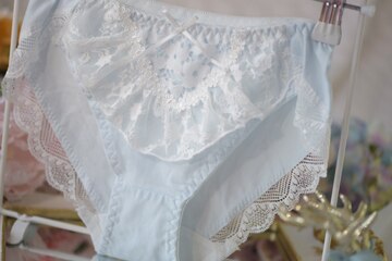 Culotte tanga en coton avec chaîne Unique en dentelle, 100% vraies photos, M L XL, mignonne princesse Kawaii, WP380: Blue / L