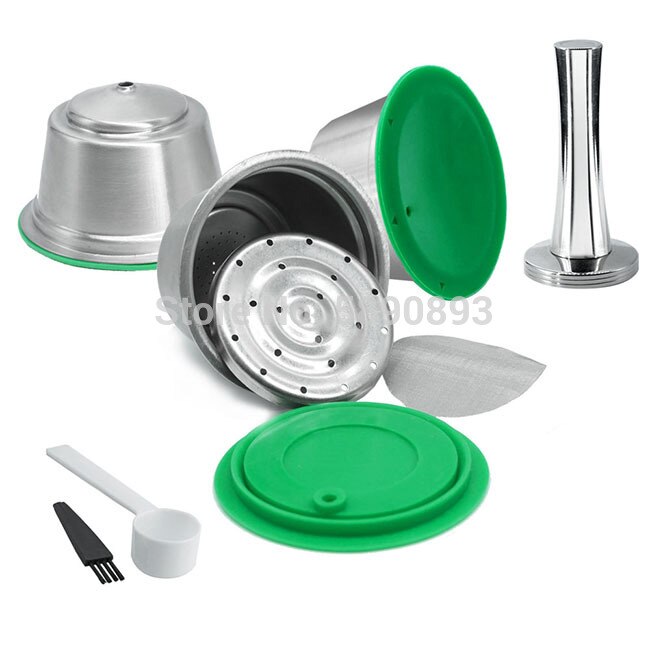 Cápsula de Metal de acero inoxidable, Compatible con máquina de café dolce gusto, cápsula reutilizable rellenable: 3pcs capsule set