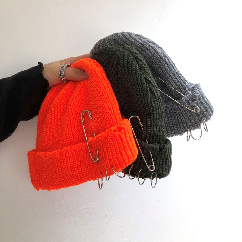 Hole Knitted Hat Doudou Guapi Hat Needle Circle Decoration Personality Hole Hat Solid Color Hip Hop Couple Hat