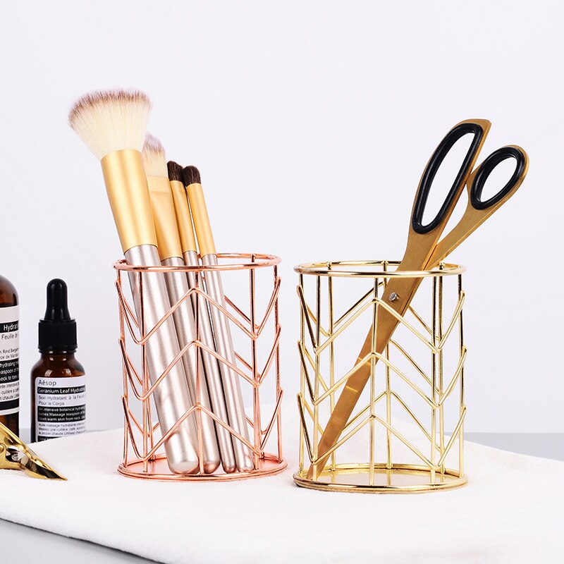 Soporte nórdico para bolígrafos, contenedor para lápices, bote de Metal para brochas, organizador de herramientas de maquillaje, almacenamiento, accesorios de papelería para oficina
