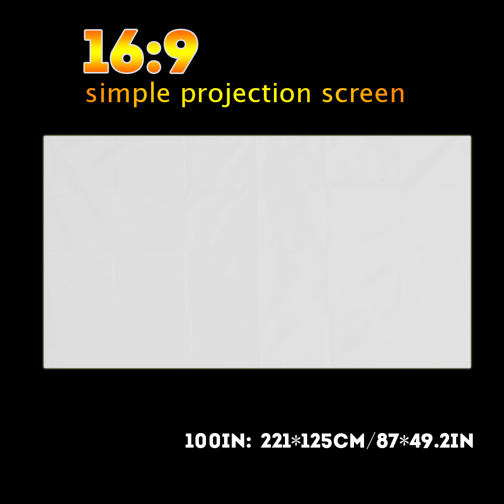 Proyector de cortina translúcida de Color blanco, pantalla de proyección portátil 16:9 para exterior, Camping, cine al aire libre 1 unidad