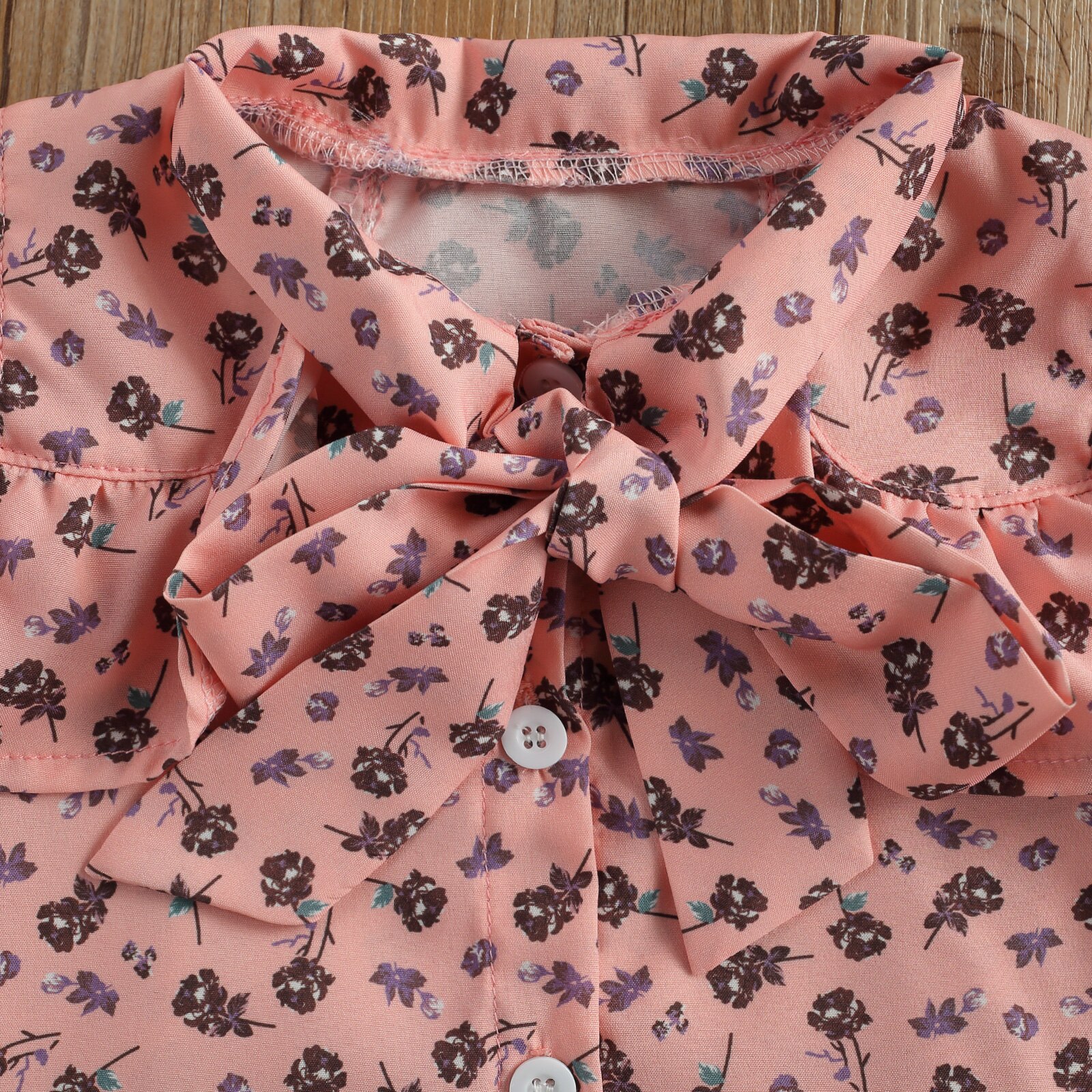 1-6Y Fashion Set di abbigliamento per bambini camicie per bambini con stampa floreale top pantaloncini con fiocco abito Set di vestiti per bambini estivi