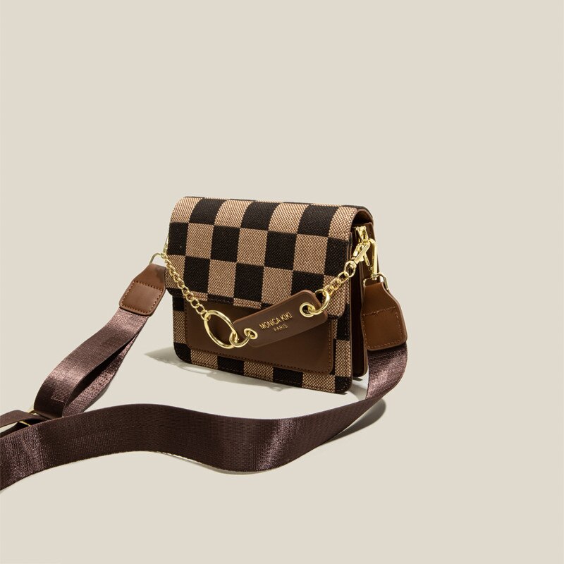 Sac à bandoulière simple pour femmes, Style anglais, motif écossais, sacoche carrée à la , Vintage, bonne