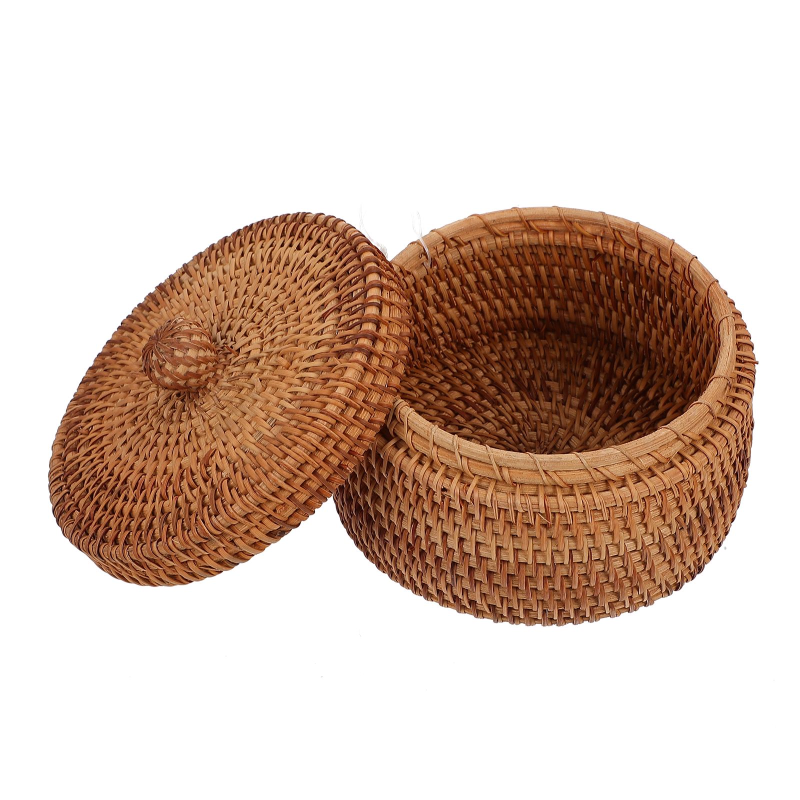 Storage Case Rattan Woven Storage Basket with Lid Rattan Sundries Storage Box Rattan Picnic Laundry Baskets Home Storage A50
