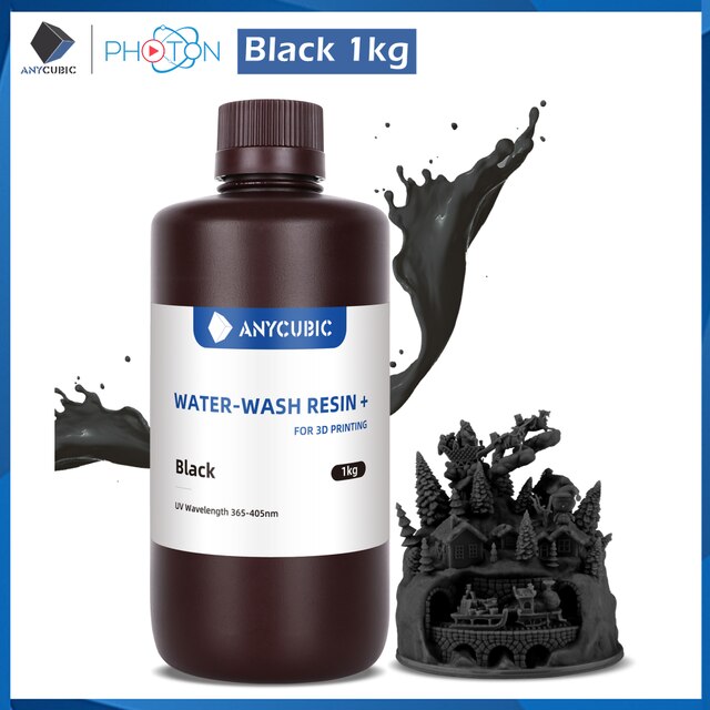 ANYCUBIC Water-Wash 3D Printer Resin Water-Washable High Precision Low odor And Low Viscosity for LCD resin 3D printers Photon: Black 1kg