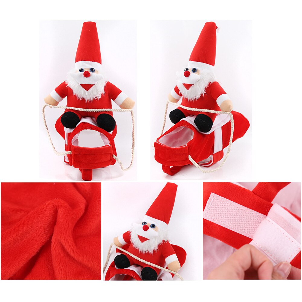 Christmas Dog Santa Claus Cosplay Costume Big Dog Puppy Christmas Santa Doll+Costumes Clothes Pet Riding Set Apparel S-XL