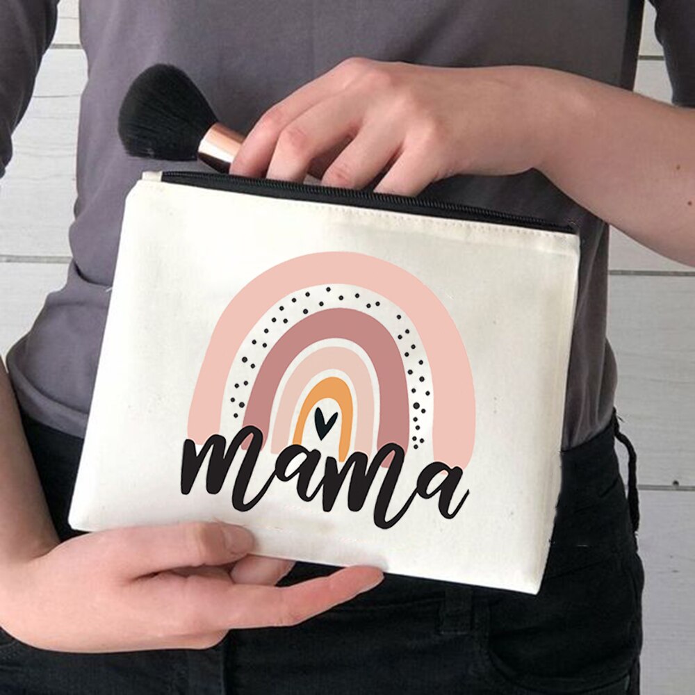 Rainbow Mama torby kosmetyczne piękny nauczyciel torebki na makijaż moda etui na przybory do makijażu zabawna torba do przechowywania duże etui podróżne wielokrotnego użytku: W04041-TBWH-D