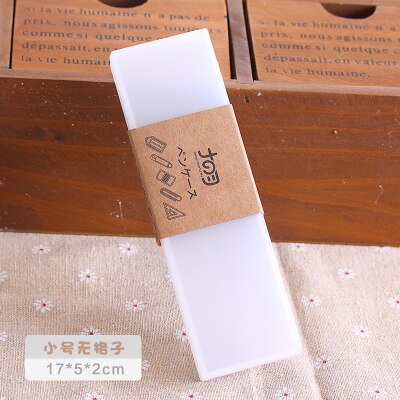 Leuke etui Pen Box Transparante PP Plastic Etui Voor Kinderen Mooie Kantoor Schoolbenodigdheden Materialen: Small white