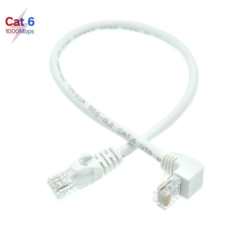 White Cat 6e RJ45 cable CAT6 8pin UTP Side Angled L Shape RJ45 Patch Cord Shape Ethernet Cable 6e Lan Short Cable Gigabit CAT6