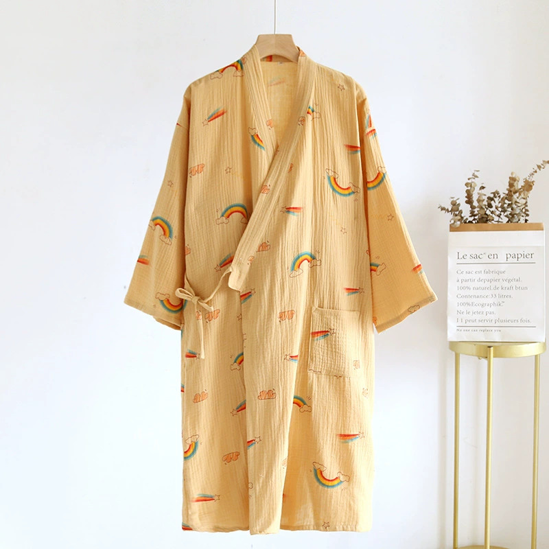 Herfst Multi Kleuren Katoenen Kimono Slaapgewaden Voor Vrouwen Dunne Badjas Pyjama Zweet Stoombad Gewaad Vrouwen Kleding