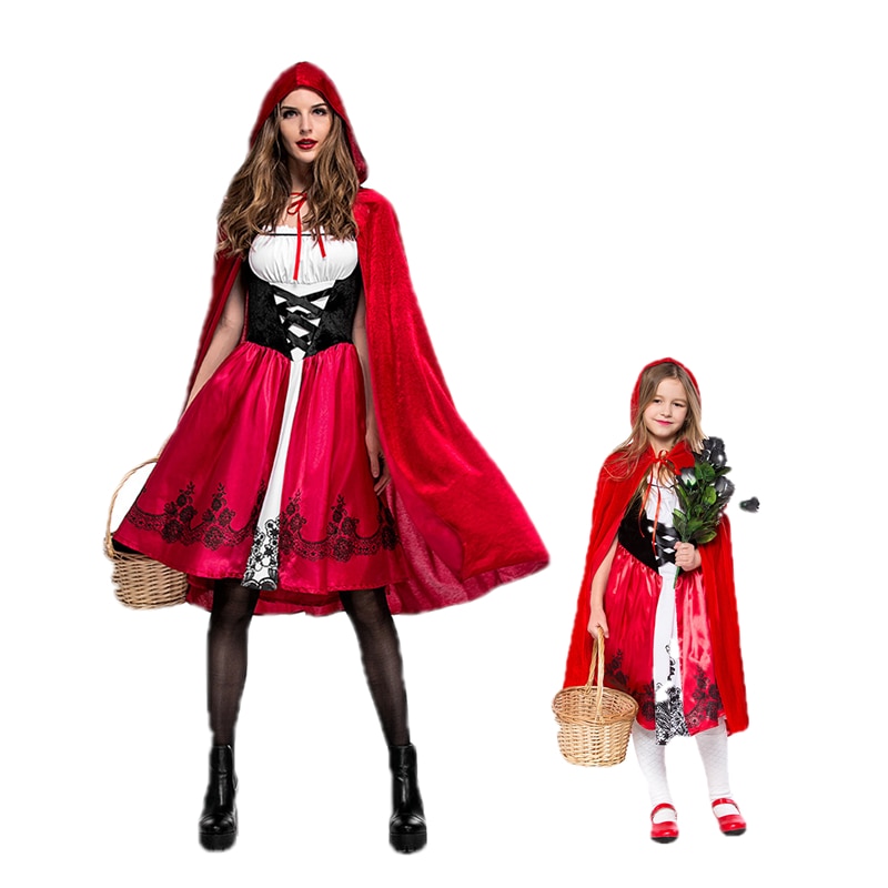 Kids Meisjes Volwassen Halloween Kostuum Carnaval Fantasia Party Roodkapje Meid Prinses Fancy Dress