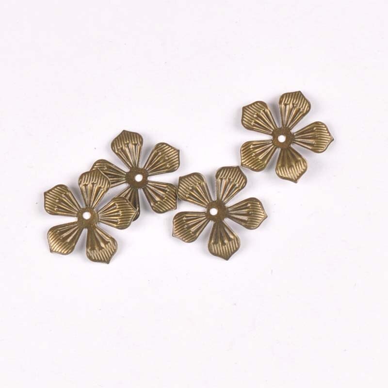 50 Uds. Y flores doradas con filigrana de conectores/Plateadas/bronce, adornos para álbum de recortes DIY, decoración hecha a mano para el hogar, artesanía de Metal Yk0742: Bronze