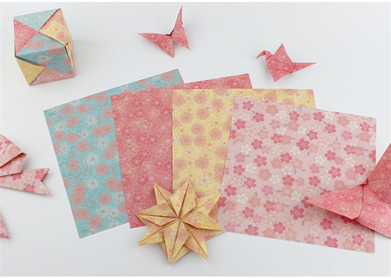 60Stck Bunte Origami Papier 15x15 cm Doppel Seite Falten Sakura Papiere freundlicher Handgemachte DIY Scrapbooking Handwerk Spielzeug