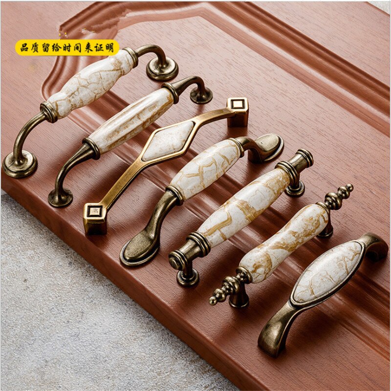 Ceramic Handles for Kitchen Cupboards Cabinet Door knobs Drawer Pulls Antique Furniture Handles Marble Vein Knobs and Handles
