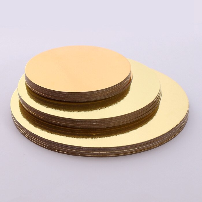 Aomily 18 stks/set 6/8/10 inch Goud/Zilverkleurige Ronde Mousse Cake Boards Papier Cupcake Dessert Displays lade Bruiloft Cake Gebak Kit: Gold