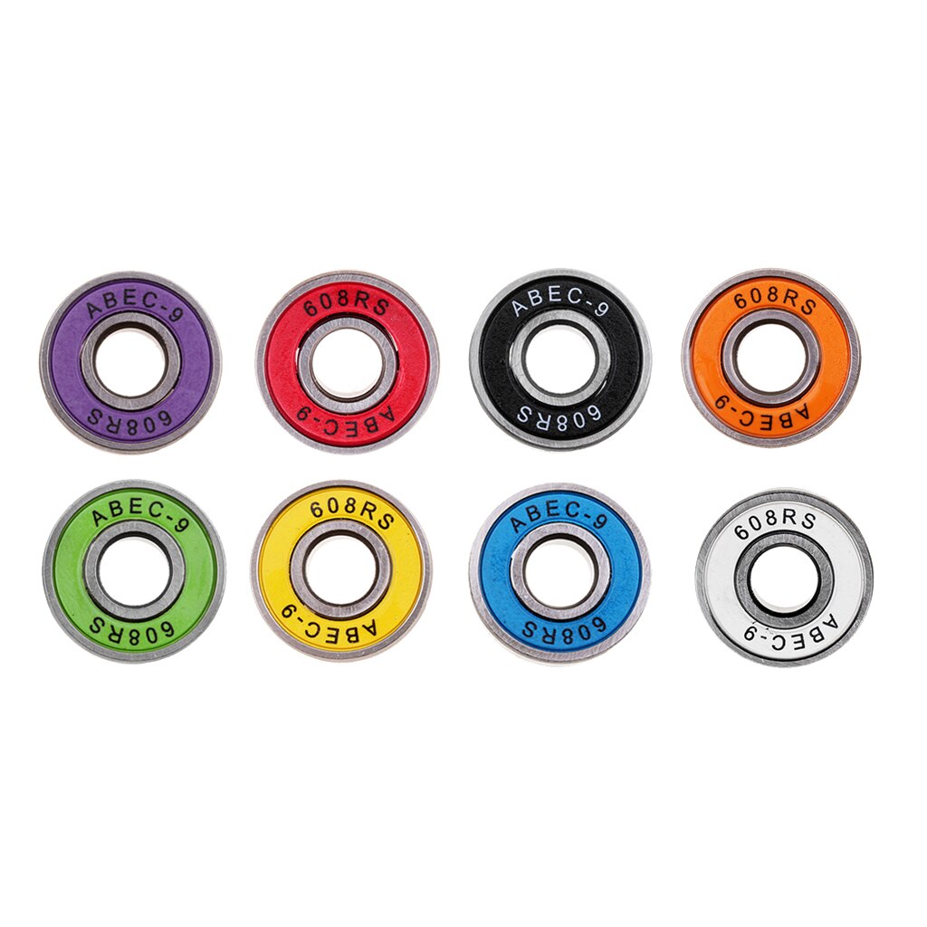 20 Roulements De Skateboard ABEC 9 - 608 RS Double Blindage 8x22x7mm Multicolores