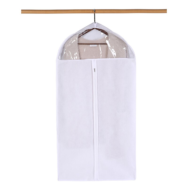 Three Dimensional Dust Cover Insect Proof Moisture-proof Bedroom Wardrobe Closet Clothing Dust Cover With Zipper Home Organizer: White / 60x10x130CM