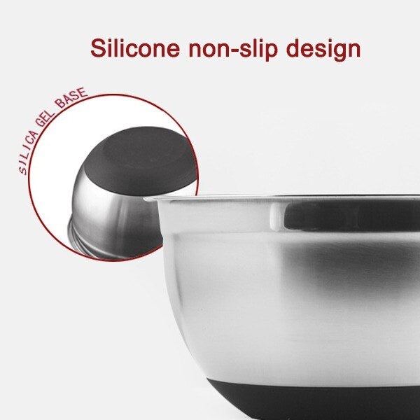 Stainless Steel Mixing Bowl Non-slip Silicone Bottom Egg Basin Kitchen Appliance ds99