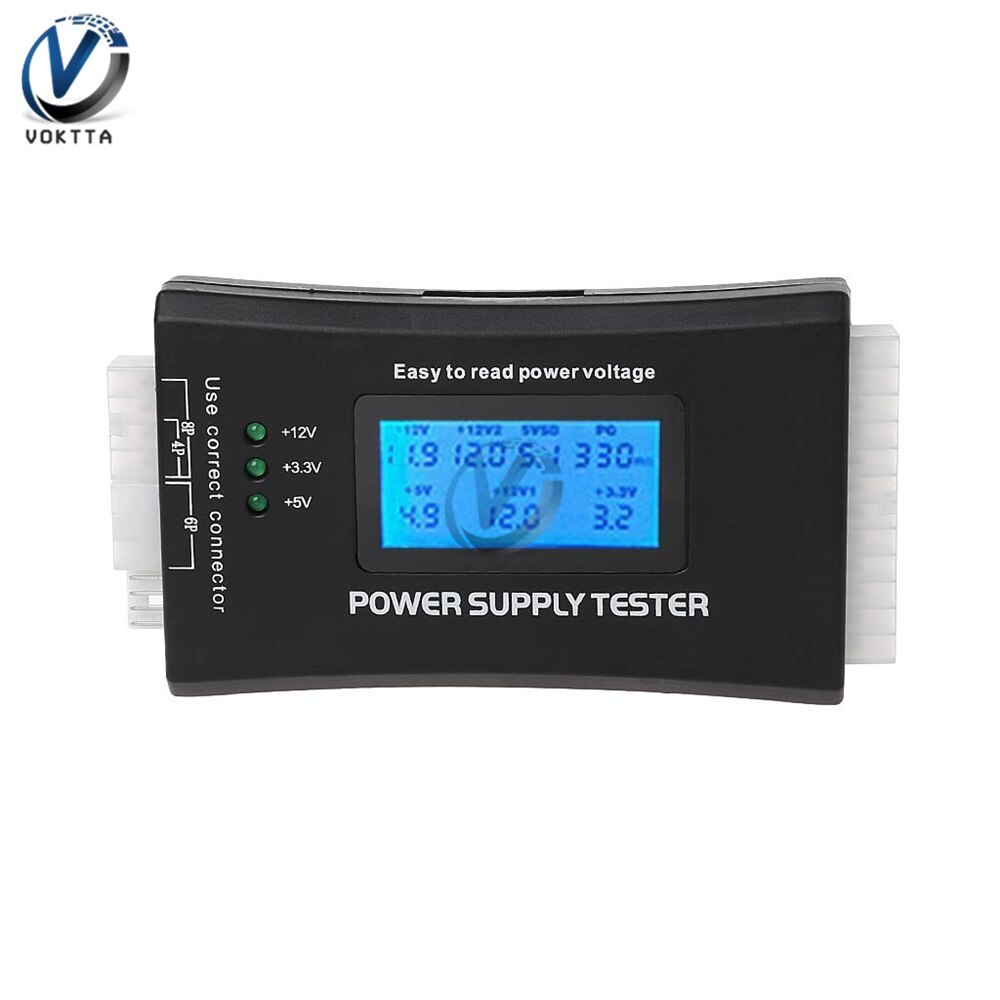 Digital LCD Battery Tester Power Supply Meter 20/24 Pin ITX ATX BTX LCD Tester ATX Connector Battery Power Monitor