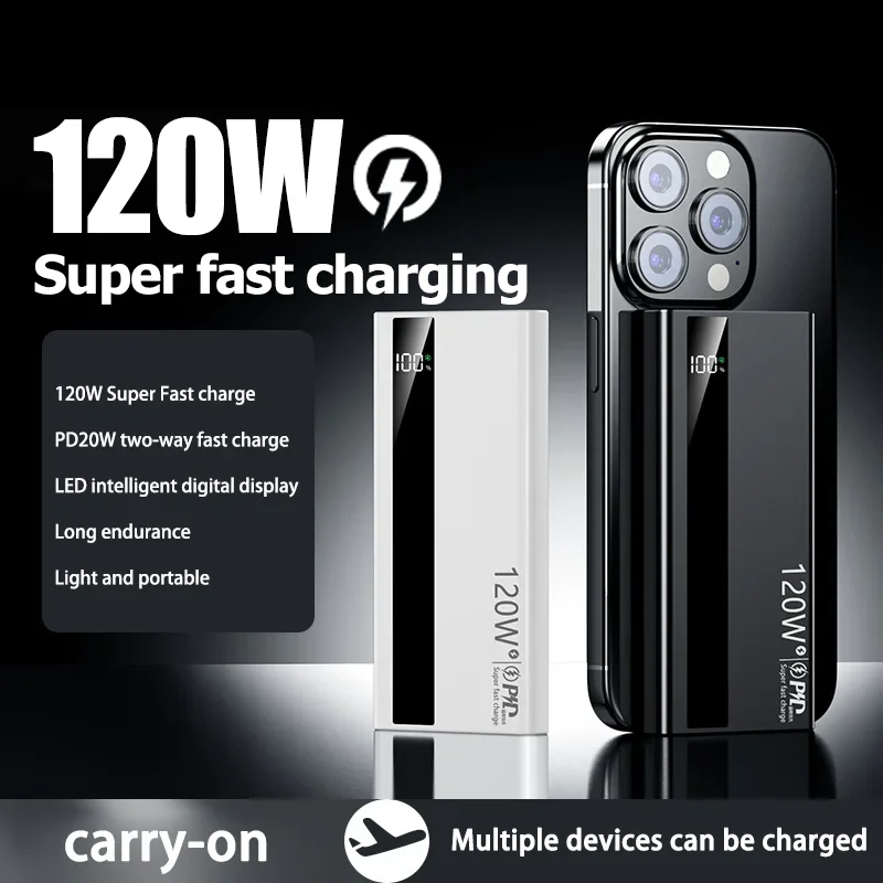 Xiaomi powerbank 200000 mah 120w caricabatterie portatile super veloce con capacità ultra elevata e display digitale a led per iphone