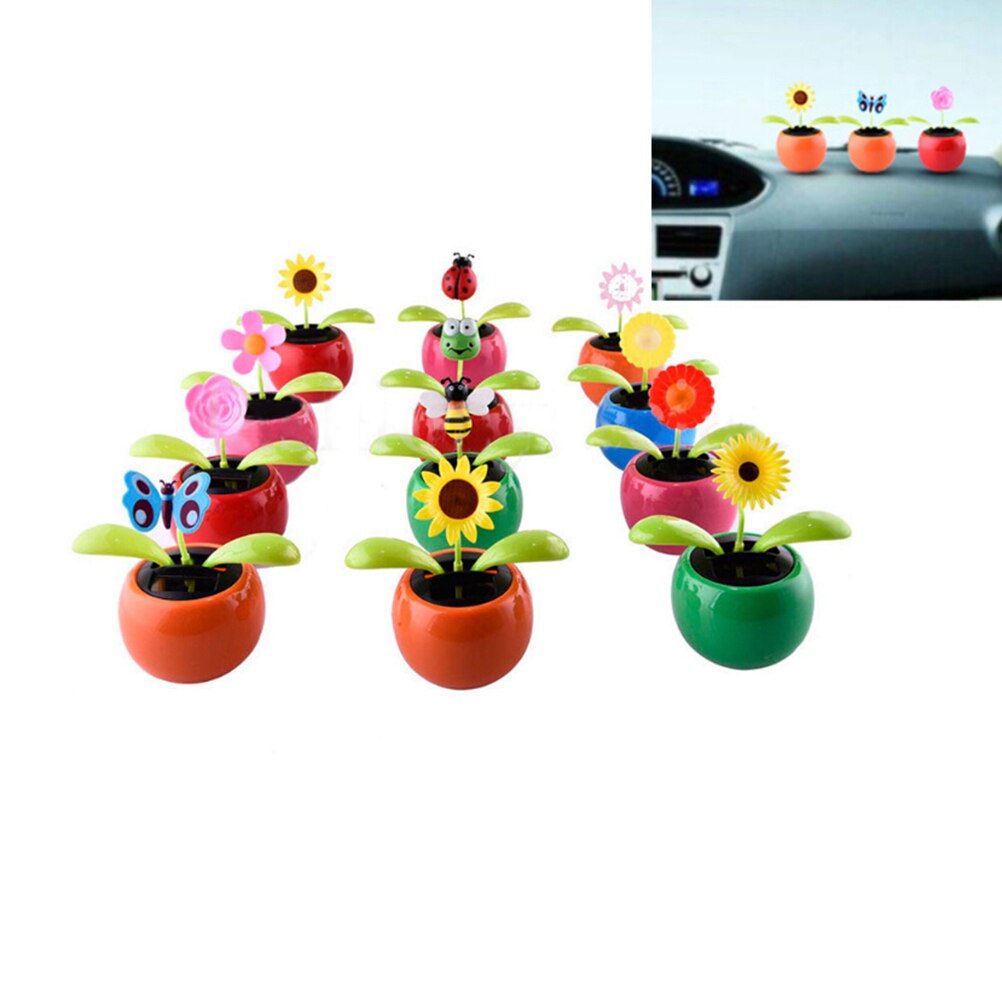 Soldrevet flip flap dansende blomst til bilindretning automatisk dansende blomst legetøj