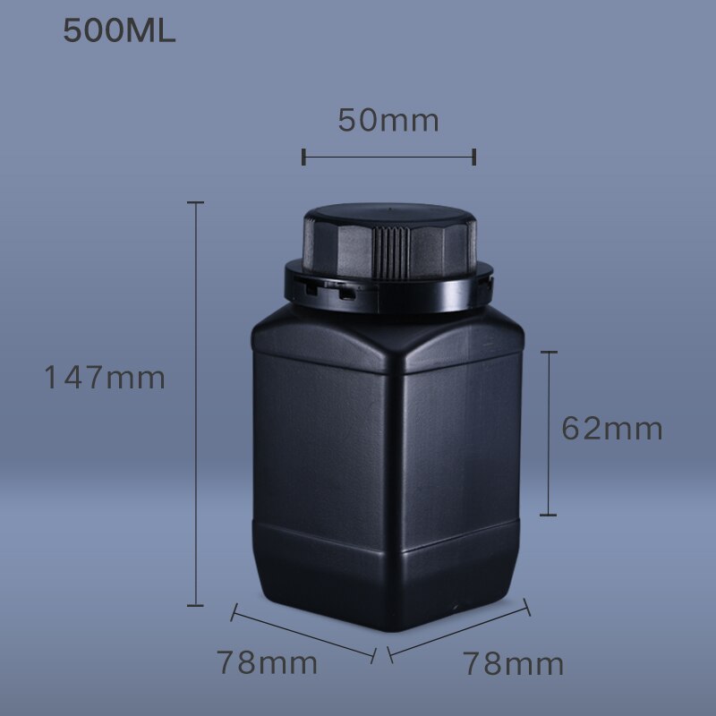 4 stk  av 500ml tomme hdpe-flasker med lokk firkantet flaske med avlet munn til flytende malingskrem til matvareoppbevaring: Svart
