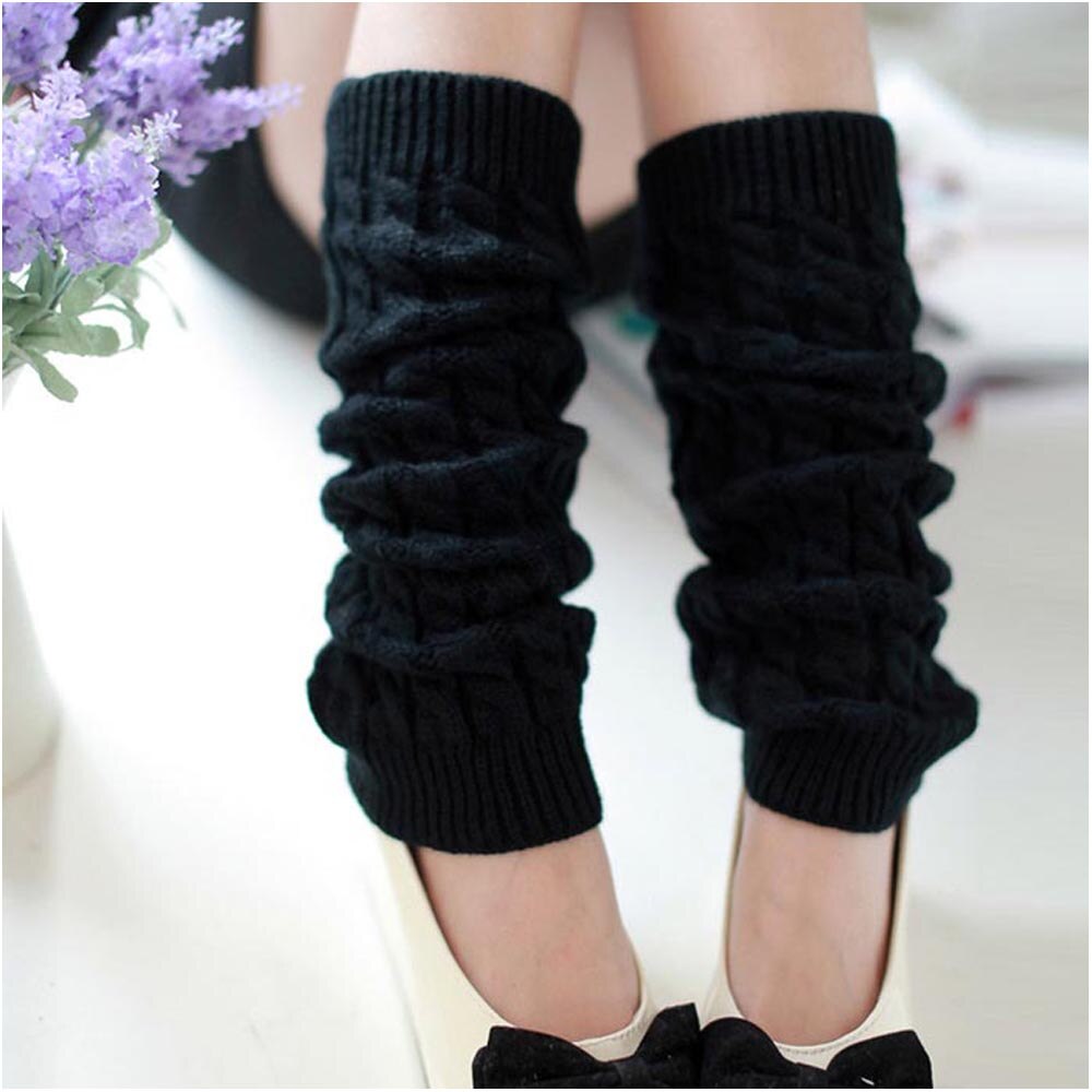 Free Ostrich Casual Women Warm Winter Classic Knitting Leg Warmers: Black